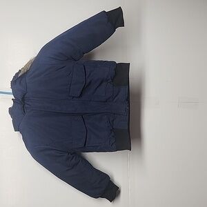 Tahari boy sz 6 blue puffer hooded front zipper snaps winter jacket. WARM WINTER